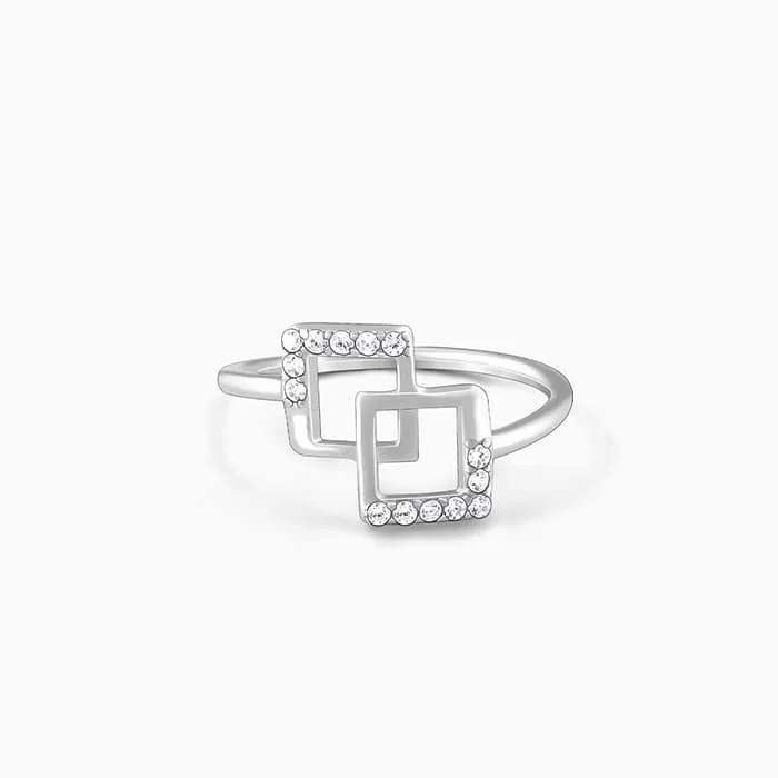 Shine Bright With Our Special Jewelry Promotions Silver Square Duo Ring