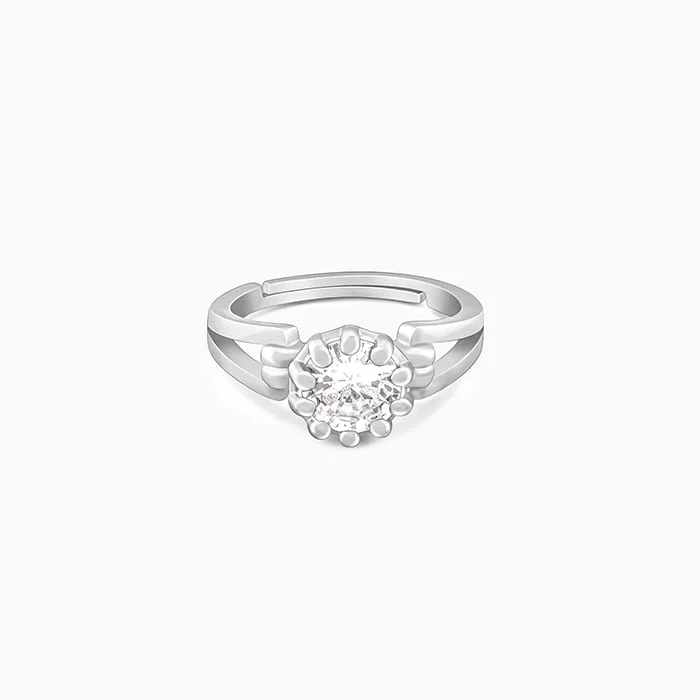 Silver Zircon Loop Ring