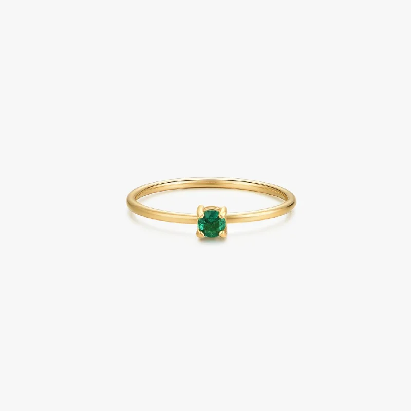 Chic And Stylish Jewelry At Discounted Prices Mini Single Green Gem Ring in Gold
