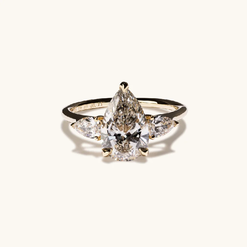Everyday Jewelry Essentials Now On Sale 2.11 Pear Lab Diamond 3-Stone Engagement Ring with Hidden Halo Everyday Jewelry Essentials Now On Sale 2.11 Pear Lab Diamond 3-Stone Engagement Ring with Hidden Halo