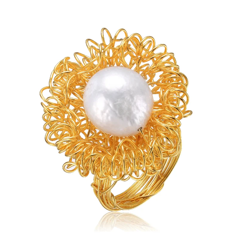 Final Call For Exquisite Jewelry At Reduced Rates Brigitte Golden Nest Pearl Ring