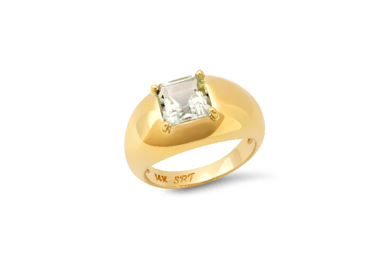 Buy More, Save More On Stunning Jewelry Pieces Princess Cut Aquamarine Domed Ring