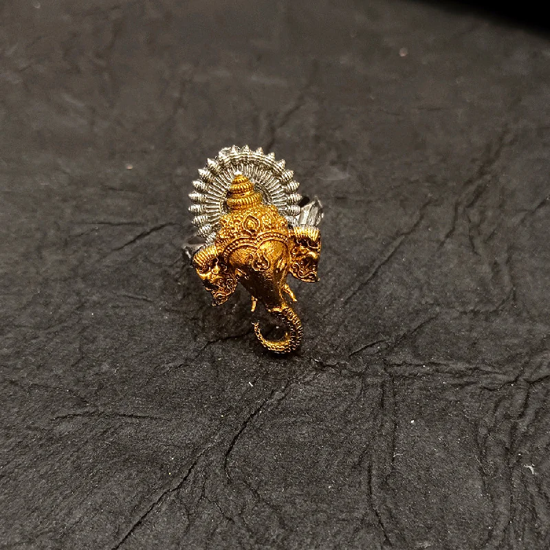 Premium Diamond Jewelry At Once-In-A-Lifetime Discounts Deep Jewell 2 Tone Plated Ganesha Adjustable Ring Premium Diamond Jewelry At Once-In-A-Lifetime Discounts Deep Jewell 2 Tone Plated Ganesha Adjustable Ring