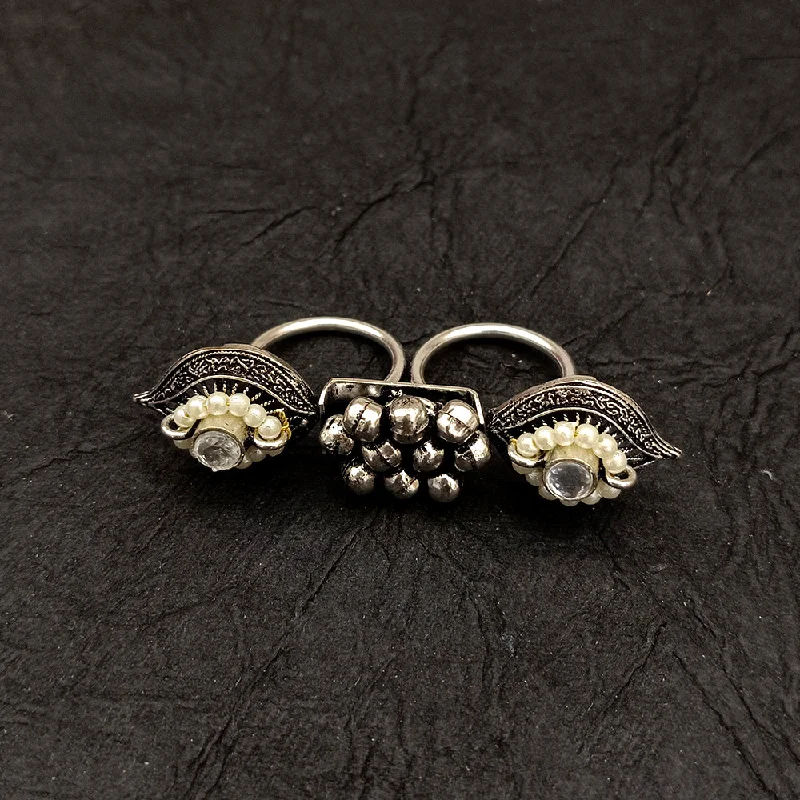 Luxury Meets Affordability – Jewelry Sale Live Now Deep Jewell Oxidised Plated Pearl Double Adjustable Ring Luxury Meets Affordability – Jewelry Sale Live Now Deep Jewell Oxidised Plated Pearl Double Adjustable Ring