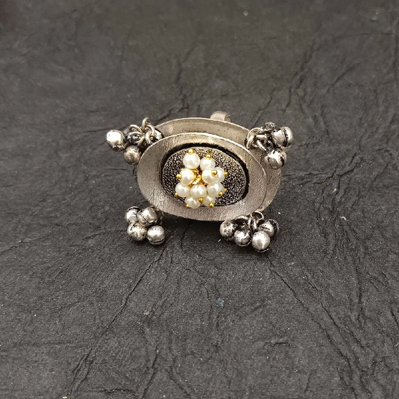 Fashion-Forward Jewelry At Exclusive Discounts Deep Jewell Oxidised Plated Pearls Adjustable Ring Fashion-Forward Jewelry At Exclusive Discounts Deep Jewell Oxidised Plated Pearls Adjustable Ring