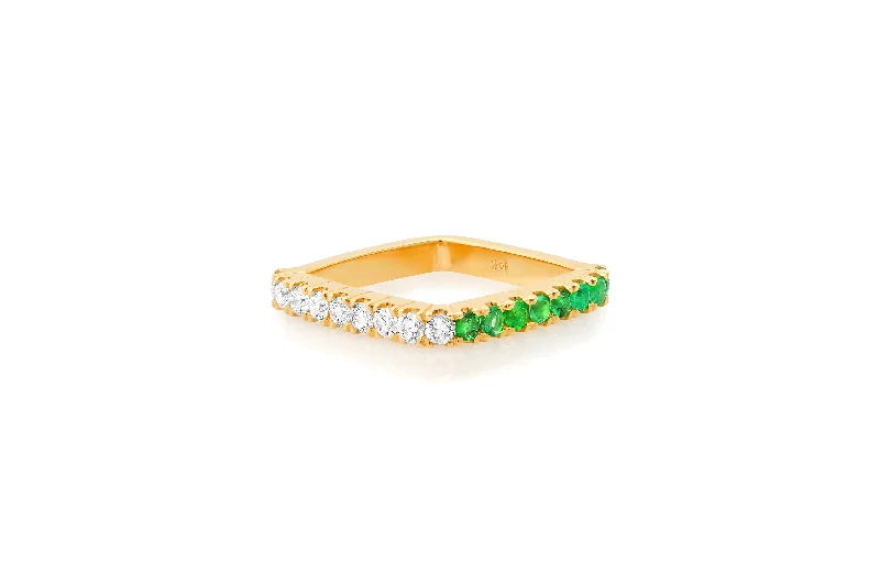 Breathtaking Jewelry At Limited-Time Savings Diamond and Emerald Square Ring