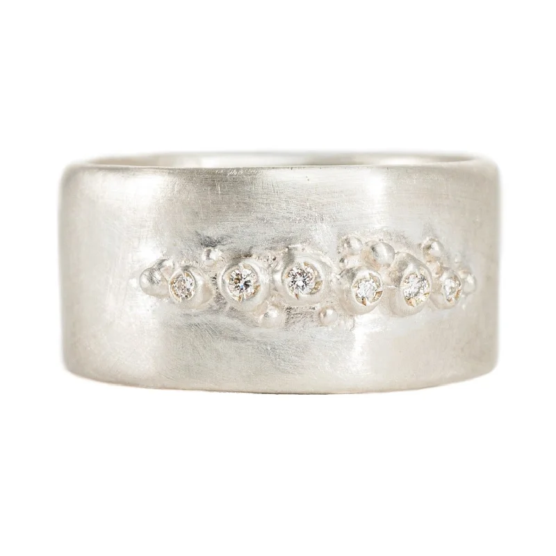 Flash Sale On Stunning Jewelry – Limited Stock Available Encrusted Wide Basic Band - Silver + Diamonds