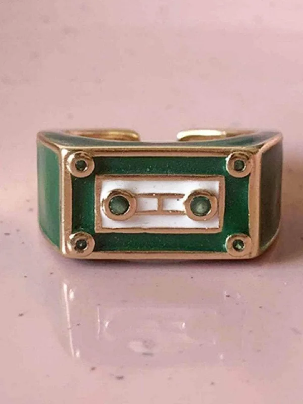 Big Savings On Your Favorite Jewelry Pieces Green Colored Stainless Steel Ring