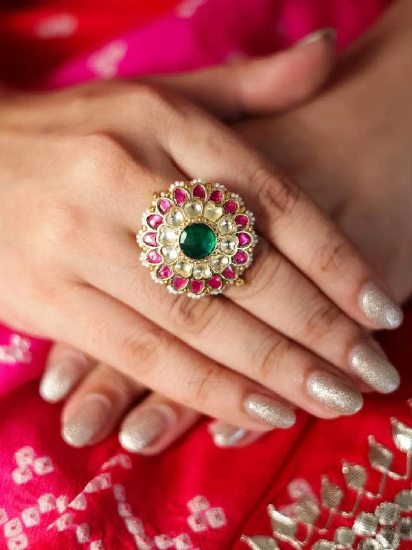 Shop Trending Jewelry With Exclusive Savings Kundan Multi Color Sun Flower Ring