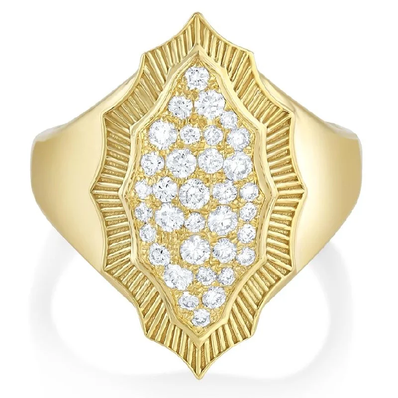 Timeless Elegance At Unbelievable Discounts Mandorla Pave Ring - 18k Gold + Diamonds Timeless Elegance At Unbelievable Discounts Mandorla Pave Ring - 18k Gold + Diamonds