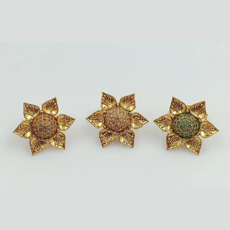 Dainty Floral Jewelry For Feminine Elegance Manisha Jewellery Gold Plated Austrian Stone Adjustable Rings (Piece 1 Only) Dainty Floral Jewelry For Feminine Elegance Manisha Jewellery Gold Plated Austrian Stone Adjustable Rings (Piece 1 Only)