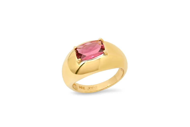 High-Quality Gemstone Jewelry For Special Occasions Pink Tourmaline Domed Ring