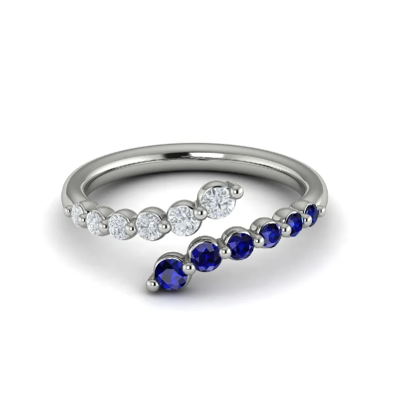 Elegant Rose Gold Jewelry For A Stylish Touch Sapphire & Diamond Bypass Ring in 14K White Gold Elegant Rose Gold Jewelry For A Stylish Touch Sapphire & Diamond Bypass Ring in 14K White Gold