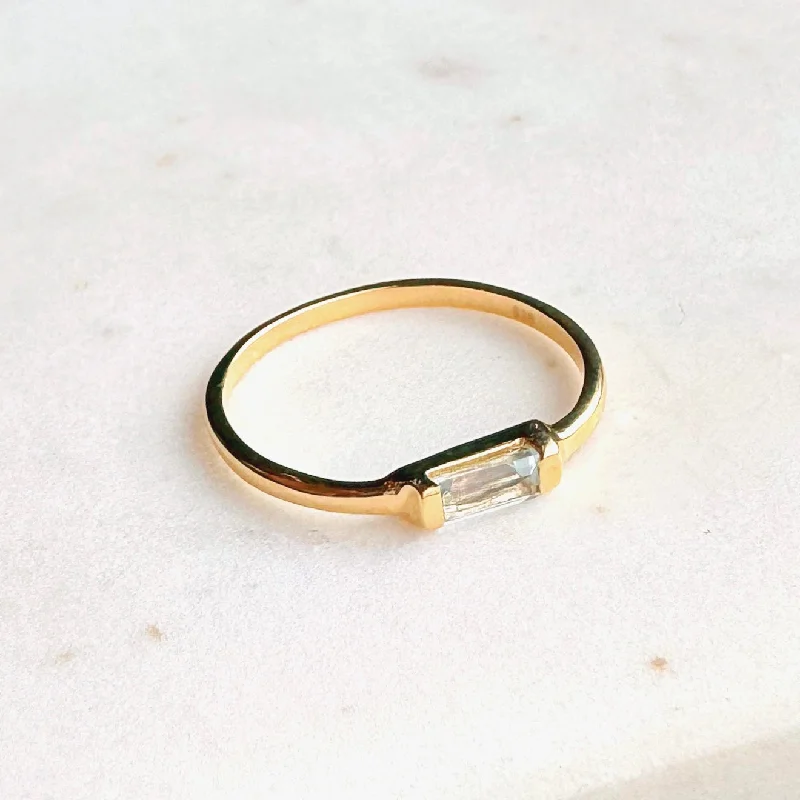 Buy More, Save More On Stunning Jewelry Designs Sideways Baguette Ring: Blue Topaz