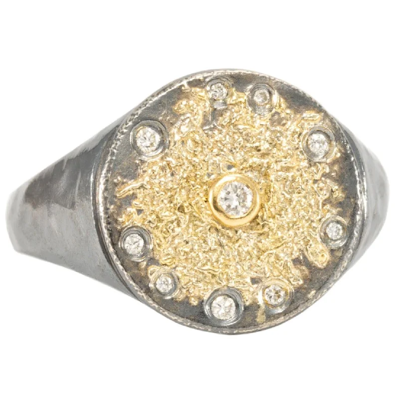 Shop Fine Jewelry With Amazing Deals Starburst Signet - 22ky, 18ky, Oxidized Silver + VS Diamonds Shop Fine Jewelry With Amazing Deals Starburst Signet - 22ky, 18ky, Oxidized Silver + VS Diamonds