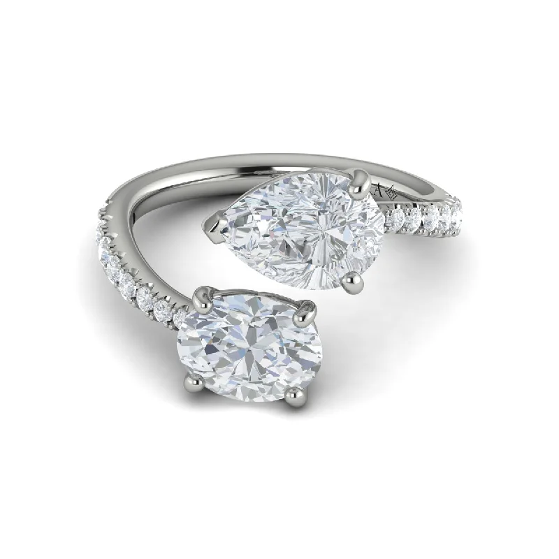 Handcrafted Jewelry Sale – Unique Designs At Low Prices Two Stone Bypass Engagement Ring in 14K White Gold Handcrafted Jewelry Sale – Unique Designs At Low Prices Two Stone Bypass Engagement Ring in 14K White Gold