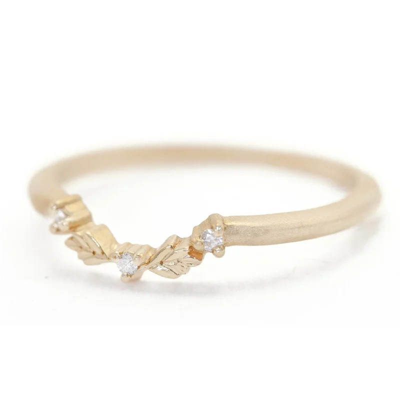 Modern Statement Jewelry For Bold Styling Wood Nymph Faye 3-Stone Guard Band - l8k Gold + Diamonds (.02 ctw) Modern Statement Jewelry For Bold Styling Wood Nymph Faye 3-Stone Guard Band - l8k Gold + Diamonds (.02 ctw)