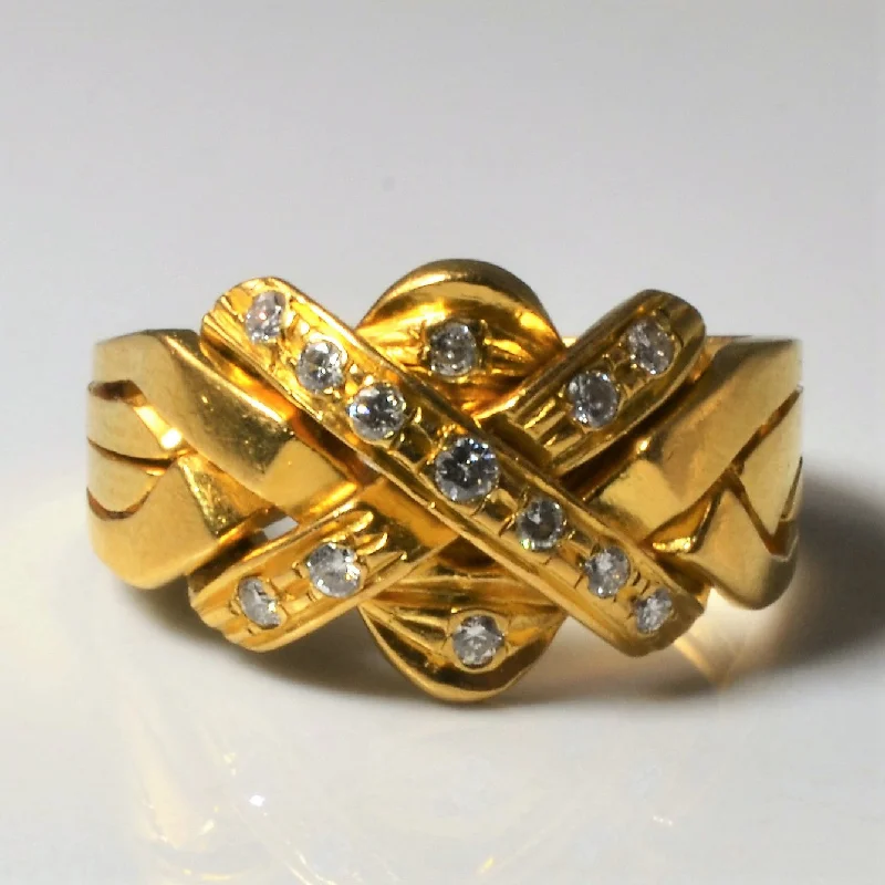 Your Perfect Accessory At The Perfect Price Soldered Diamond Puzzle Ring | 0.20ctw | SZ 6.5 |