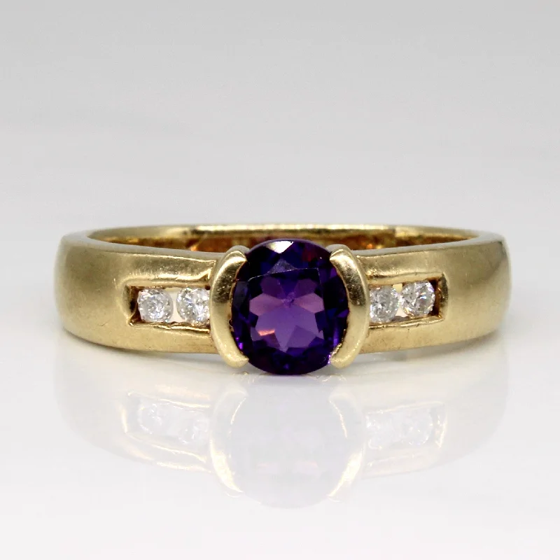 Shop High-Quality Jewelry At Jaw-Dropping Discounts Tension Set Amethyst & Diamond Ring | 0.70ct, 0.10ctw | SZ 7.5 |