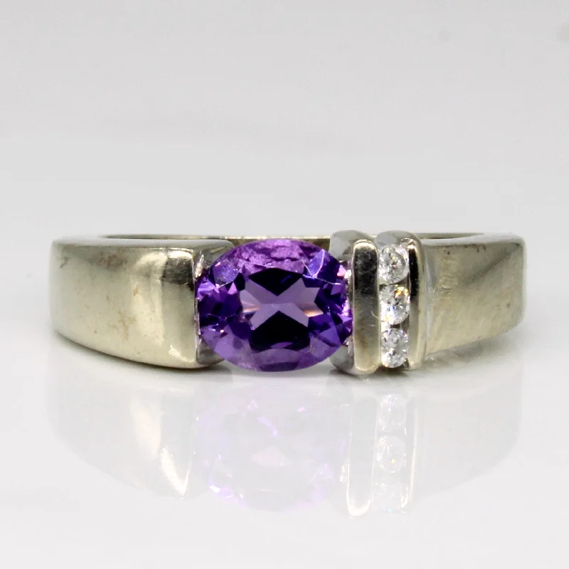 Unique Jewelry For Less – Shop The Sale Now Tension Set Amethyst & Diamond Ring | 0.52ct, 0.03ctw | SZ 4.25 |