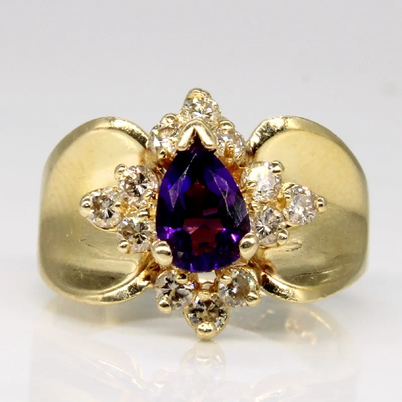 Make Your Outfit Shine With Discounted Jewelry Pear Cut Amethyst & Diamond Ring | 0.70ct, 0.42ctw | SZ 6.25 |