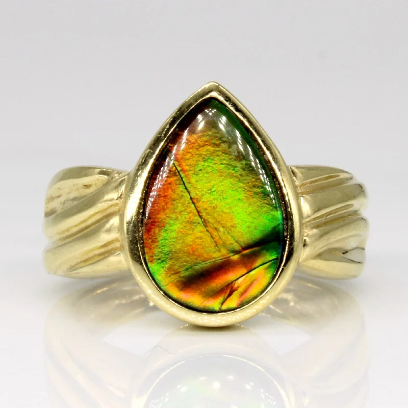 Exclusive Online Jewelry Sale – Don't Wait Pear Cab Ammolite Cocktail Ring | 1.50ct | SZ 4.75 |