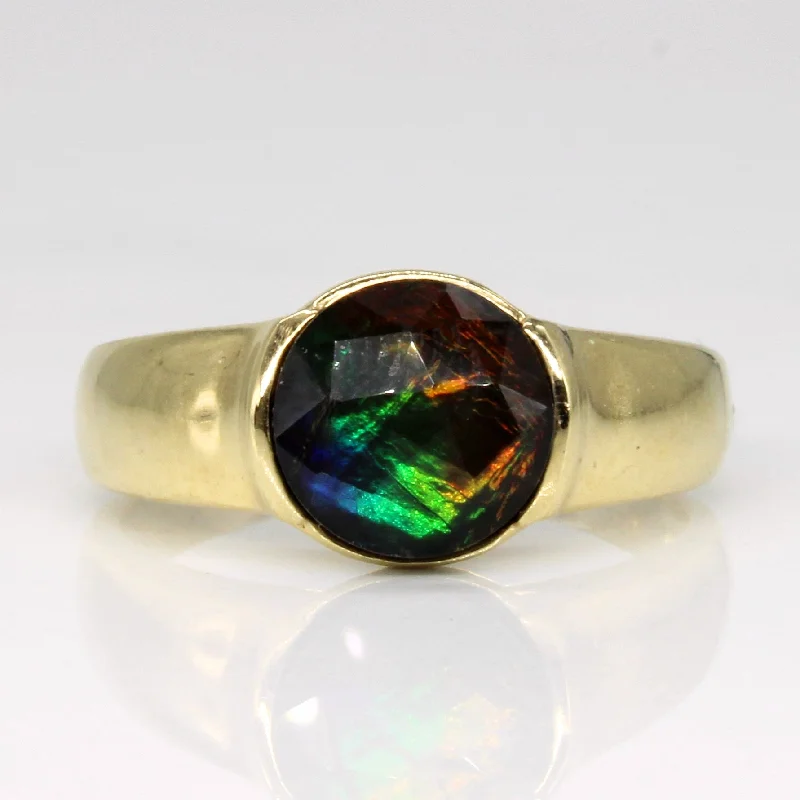 Stunning Statement Jewelry, Unbeatable Discounts Faceted Ammolite Solitaire Ring | 1.80ct | SZ 6.75 |