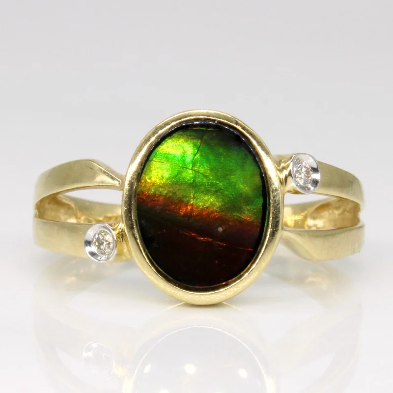 Timeless Elegance, Temporary Discounts – Act Fast Ammolite & Diamond Ring | 0.50ct, 0.03ctw | SZ 8 |