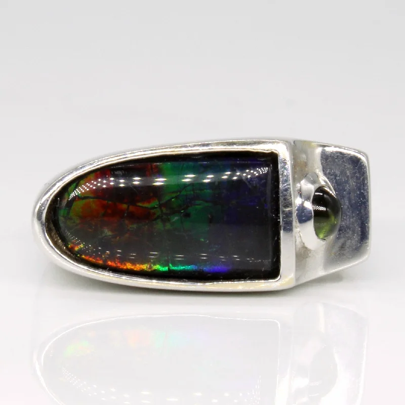 Glamorous Jewelry, Glamorous Deals – Shop Now Ammolite Bullet & Tourmaline Ring | 1.75ct, 0.11ct | SZ 6.25 |