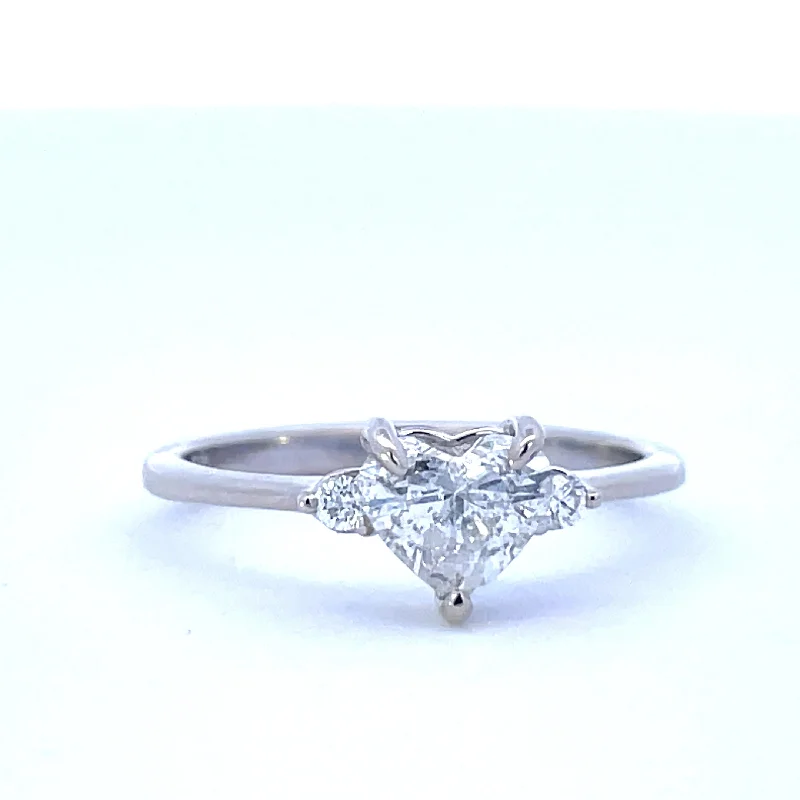Limited-Time Offer On Premium Jewelry Collections Bespoke' Three Stone Heart Cut Diamond Engagement Ring | 0.92ctw | SZ 6.75 |