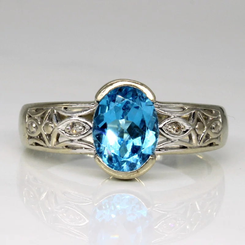 Elegant Necklaces And Bracelets At Limited-Time Offers Detailed Blue Topaz & Diamond Ring | 2.25ct, 0.02ctw | SZ 10.5 |