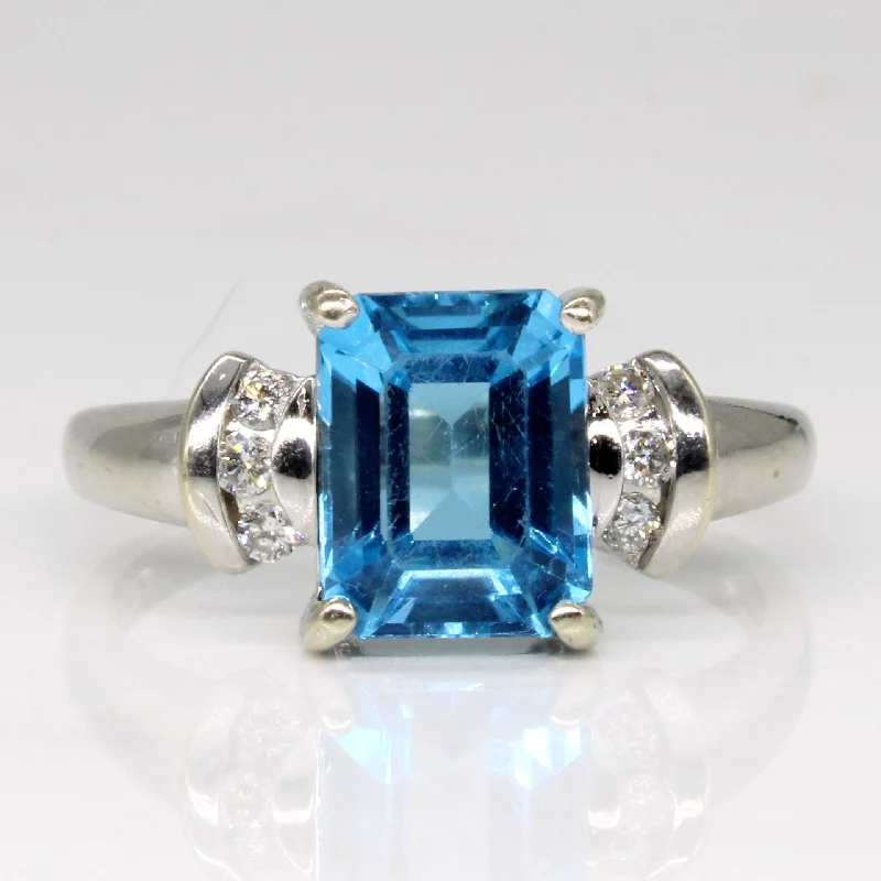 Get Ready To Sparkle – Special Jewelry Discounts Blue Topaz & Diamond Cocktail Ring | 2.80ct, 0.12ctw | SZ 8.25 |