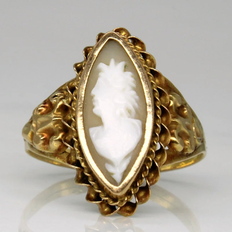 Everyday Jewelry Essentials Now On Sale 1930s Cameo Navette Ring | 1.10ct | SZ 8.75 |