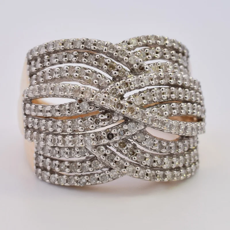 Accessorize For Less – Luxury Jewelry At Affordable Prices Pave Diamond Multi Row Bypass Ring | 1.19ctw | SZ 7.5 |