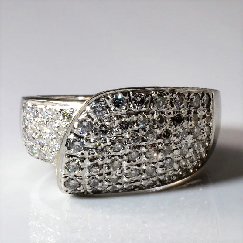 Modern Statement Jewelry For Bold Styling Pave Diamond Bypass Ring | 0.78ctw | SZ 8.25 |