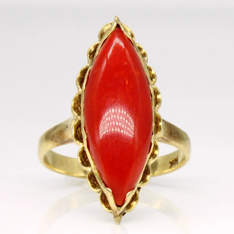 Elevate Your Jewelry Collection With Limited-Time Savings Coral Navette Cocktail Ring | 5.72ct | SZ 7.25 |