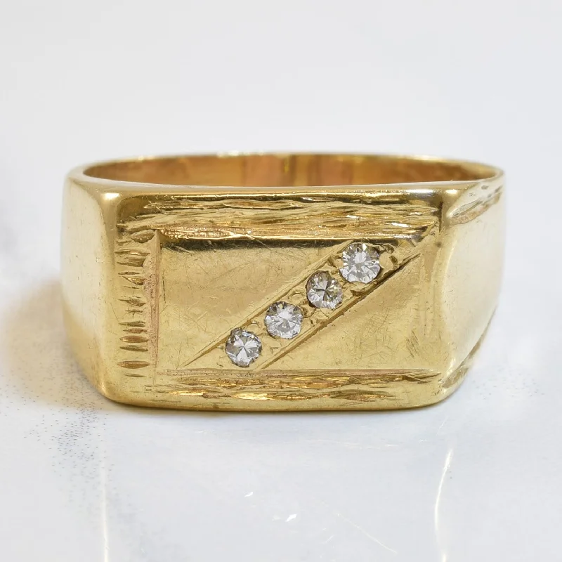 Elegant Jewelry Pieces At Unbelievable Prices Diagonal Diamond Signet Ring | 0.08ctw | SZ 11 |