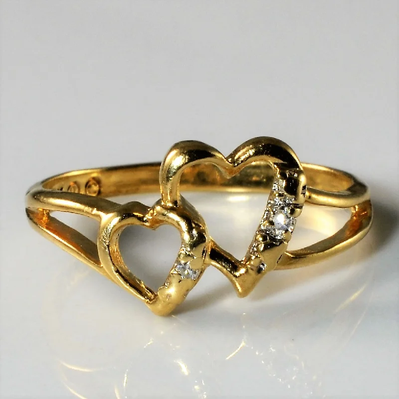 Exclusive Jewelry Sale – Shine For Less Double Heart Diamond Promise Ring | 0.015ctw | SZ 5.5 |