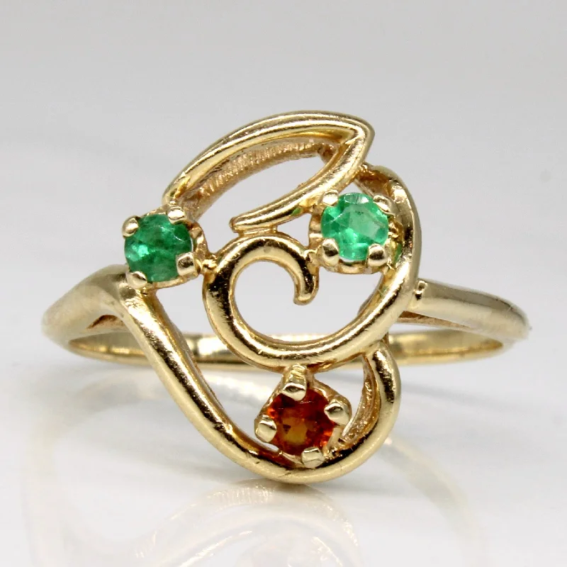 Versatile Layering Jewelry For Effortless Chic Swirling Emerald & Citrine Ring | 0.12ctw, 0.06ct | SZ 8 |