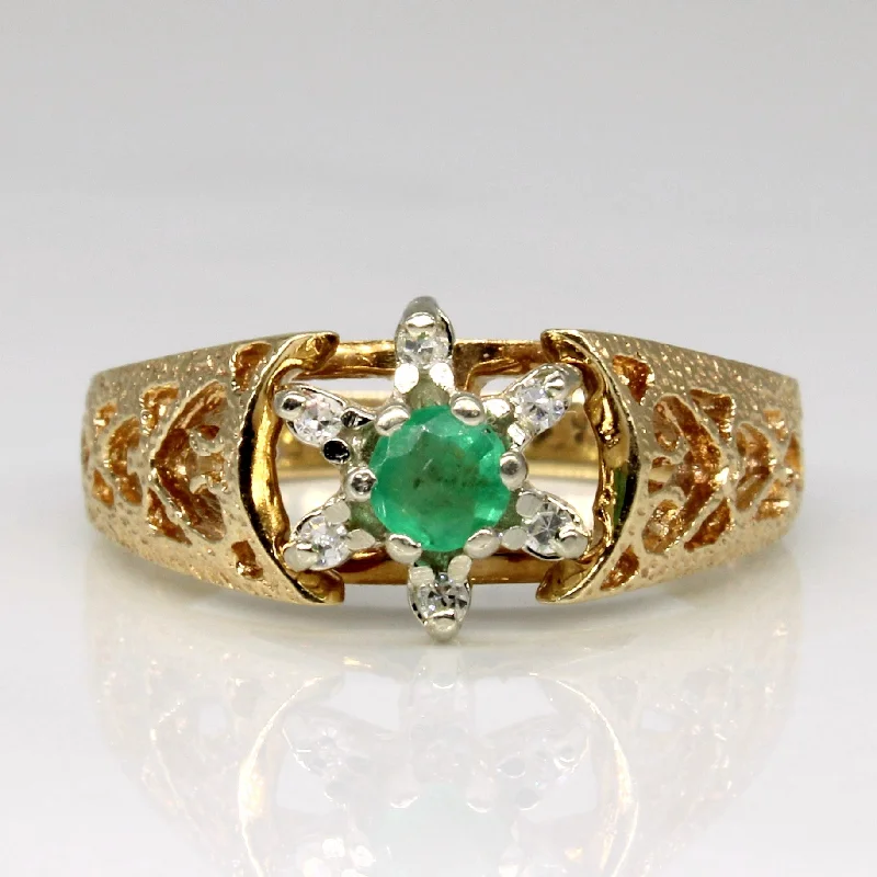 Must-Have Jewelry At Unbelievable Discounts Open Shank Emerald & Diamond Ring | 0.15ct, 0.06ctw | SZ 6.5 |