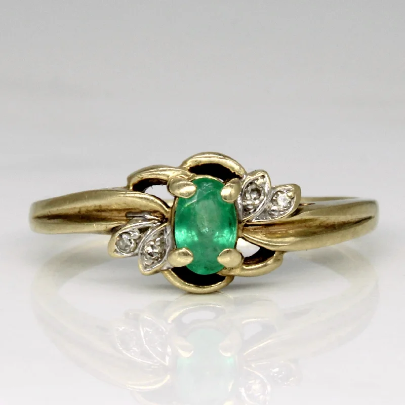 Premium Jewelry At Promotional Prices – Shine Today Emerald & Diamond Ring | 0.21ct, 0.02ctw | SZ 6.5 |