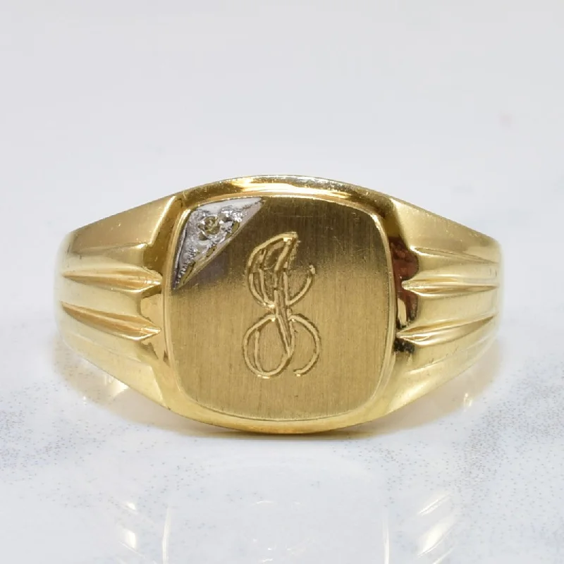 Limited-Stock Jewelry Sale – Once It's Gone, It's Gone Engraved Initial 'J' Signet Ring | 0.005ct | SZ 10 |