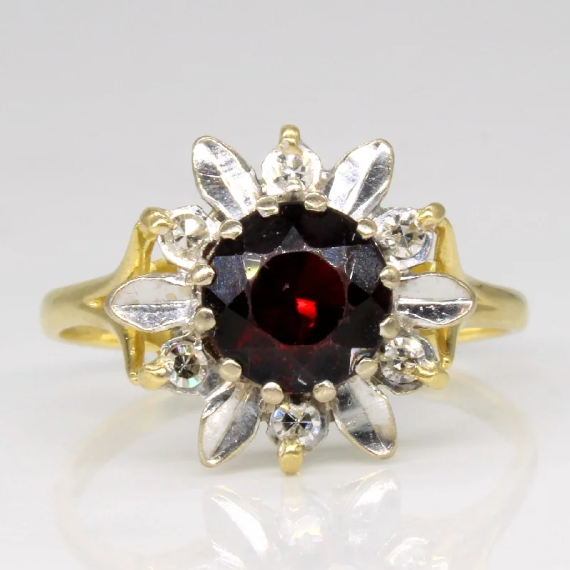 Your Dream Jewelry At Dream Prices Floral Garnet & Diamond Ring | 1.25ct, 0.09ctw | SZ 8.5 |