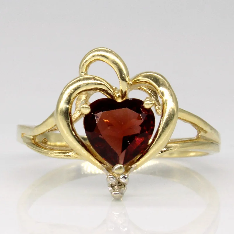 Save On Luxury Jewelry Pieces – Limited-Time Offers Garnet & Diamond Heart Ring | 0.60ct, 0.01ct | SZ 6.5 |