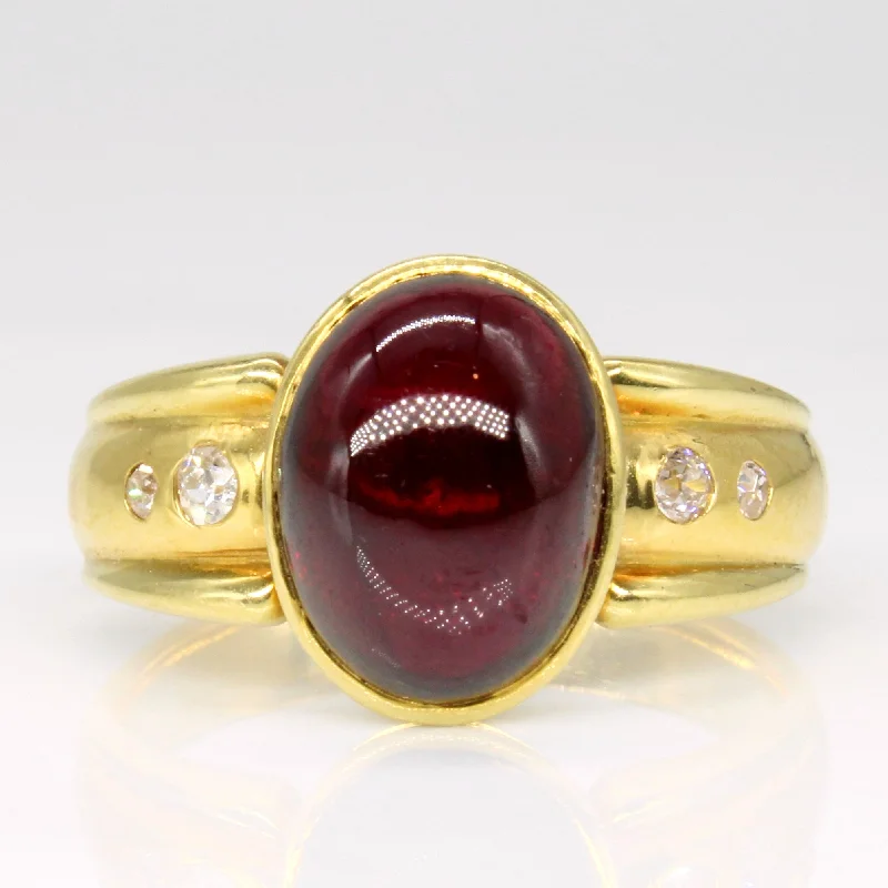 The Ultimate Jewelry Sale – Shop Premium Styles Garnet Cabochon & Diamond Ring | 5.90ct, 0.09ctw | SZ 9 |