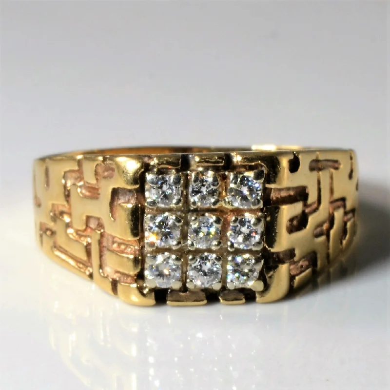 Make Every Moment Shine – Jewelry Discounts Available Grid Set Diamond Textured Ring } 0.32ctw | SZ 12.75 |