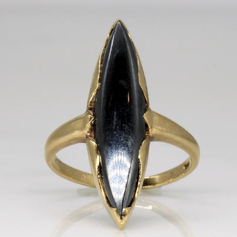 Chic, Trendy, And Affordable Jewelry Sale Jagged Bezel Hematite Navette Ring | 4.50ct | SZ 6.25 |