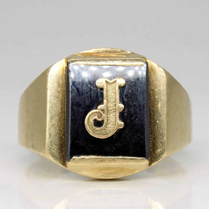 Affordable Glamour – Premium Jewelry For Less Hematite Initial 'J' Ring | 5.00ct | SZ 10.75 |