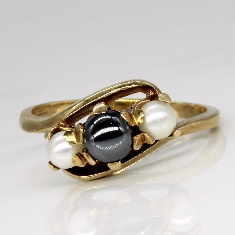 Your Dream Jewelry At Dream Prices Hematite & Pearl Bypass Ring | 2.00ct | SZ 8.5 |