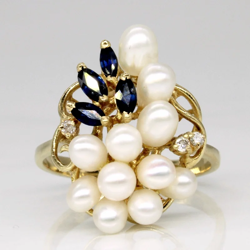 Once-A-Year Jewelry Deals – Shop Before They’Re Gone Pearl & Sapphire Cocktail Ring | 0.20ctw | SZ 7 |